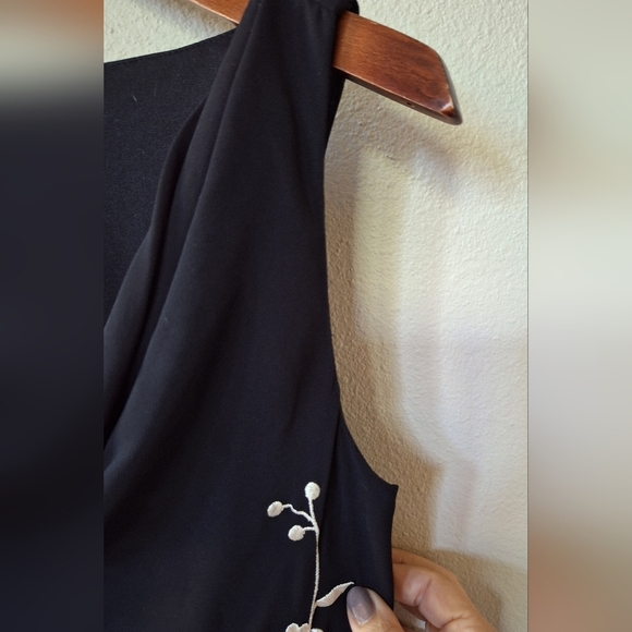 Alex Evenings Dark Fairy Black Sleeveless Embroidered Fringe Dress Womens Size 6 - Picture 4 of 8